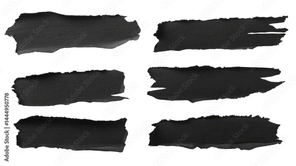High-Quality Black Paint Smudge Strokes on White Background for Artistic Creativity and Design Projects in Graphic Design and Art Applications