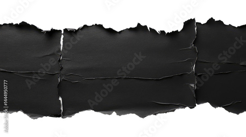 Obraz na płótnie Black Torn Paper Texture with Jagged Edges for Creative Backgrounds and Design Projects, Perfect for Use in Graphic Design, Advertising, and Web Applications w salonie