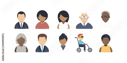 Flat style vector set of diverse people from different age groups