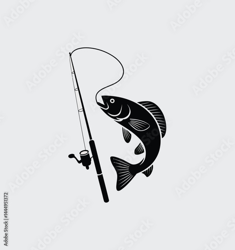 Silhouette of a Fish on a Fishing Rod