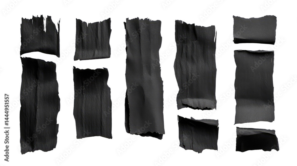 Collection of Black Fabric Textures Showcasing Unique Patterns and Drapes for Design, Backgrounds, and Textile Applications