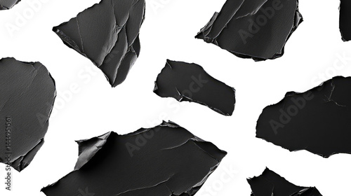 Obraz na płótnie Abstract Black Textured Background with Torn Paper Elements, Highlighting Contrast and Dimension, Ideal for Creative Design Projects and Graphic Use w salonie