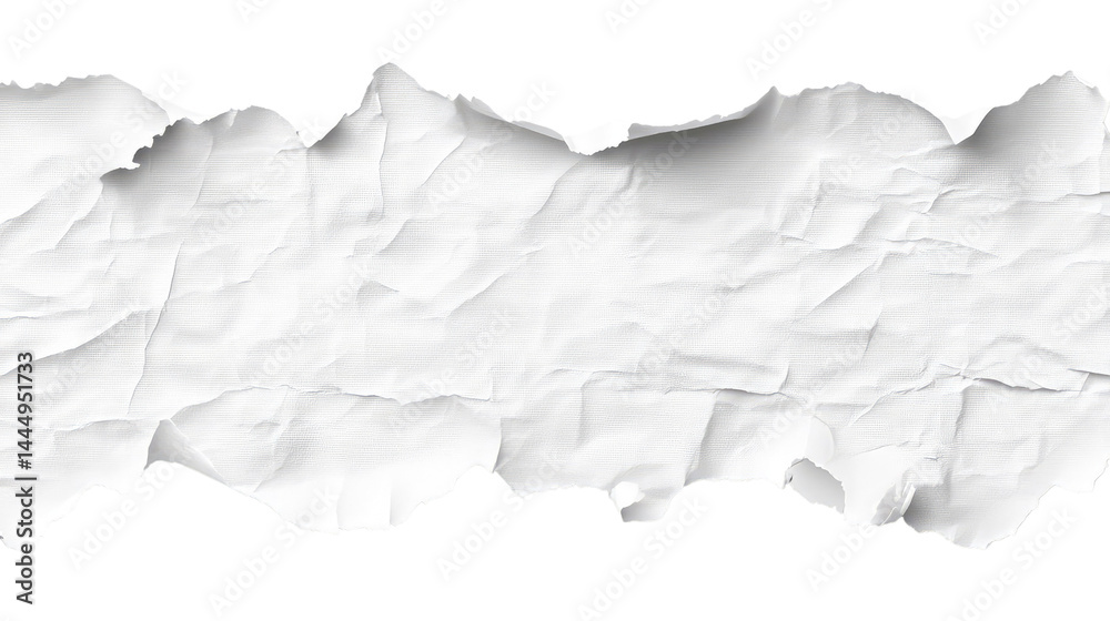 Crumpled White Paper Sheet with Textured Surface, Ideal for Backgrounds, Crafts, Design Projects, and Stationery Needs, Perfect for Creative Works and Digital Use