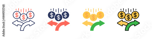 Stock Split Multi Style Icon Set Vector 