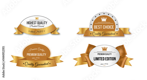 Realistic golden luxury badges collection