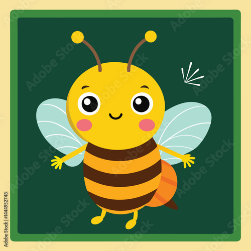 Discover a charming illustration of a cute honey bee interacting with a chalkboard, perfect for educational and playful designs that blend nature with learning.
