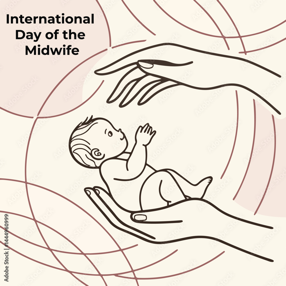 Obraz premium International Day of the Midwife 2025 Graphic – Midwifery Awareness Design, Newborn and Mother Vector, Medical Staff Appreciation Art, May 5 Celebration Poster, Healthcare Workers Tribute, Women’s Hea