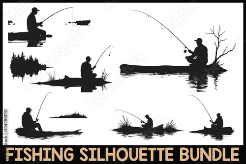 Fishing Silhouette Clipart Bundle Set
