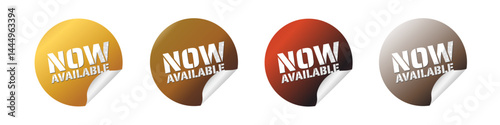 Now Available – glossy stickers: gold, silver, copper – vector illustration