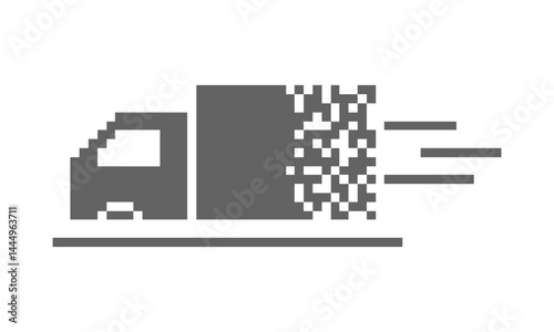 illustration delivery cargo truck vector icon pixel art