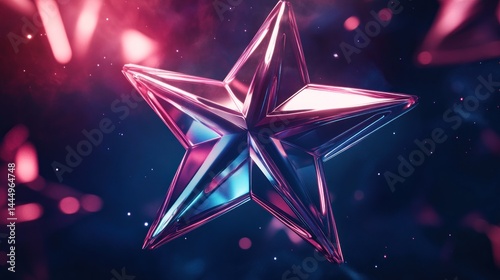 Glittering, 3D star, vibrant colors,  glowing effect