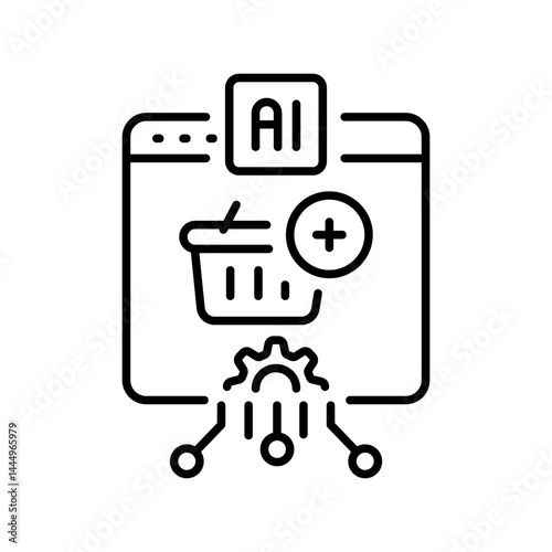 Complementary product recommendation black line icon for digital and print projects.