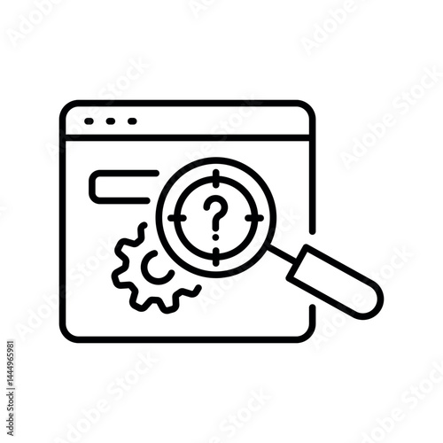 Better search engine black line icon for digital and print projects.