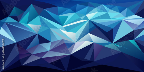 3D low-poly background featuring cool-toned sharp facets and geometric polygonal texture. Abstract vector with minimalistic crystal-style triangles, modern digital low poly design.

