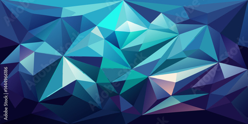 3D low-poly background featuring cool-toned sharp facets and geometric polygonal texture. Abstract vector with minimalistic crystal-style triangles, modern digital low poly design.

