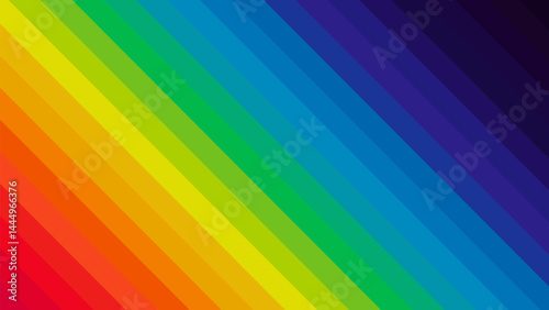 Rainbow Colour Spectrum Background. Diagonal Rainbow Background Vector Illustration. Colourful Rainbow Striped Background for LGBTQ Pride Month. 