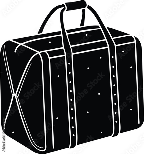 Travel Duffel Bag Silhouette Vector – Black Luggage Illustration