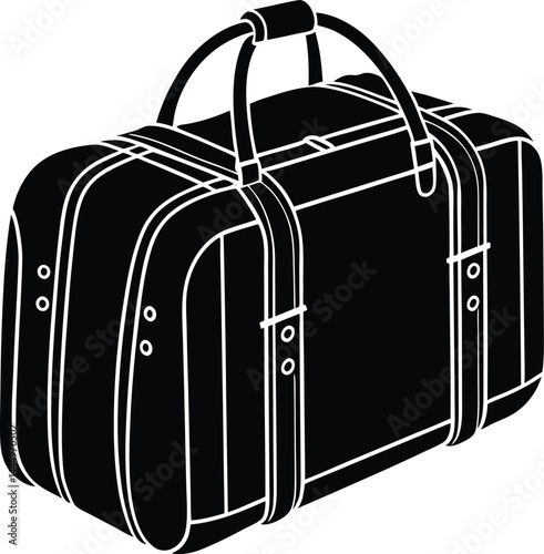 Travel Duffel Bag Silhouette Vector – Black Luggage Illustration