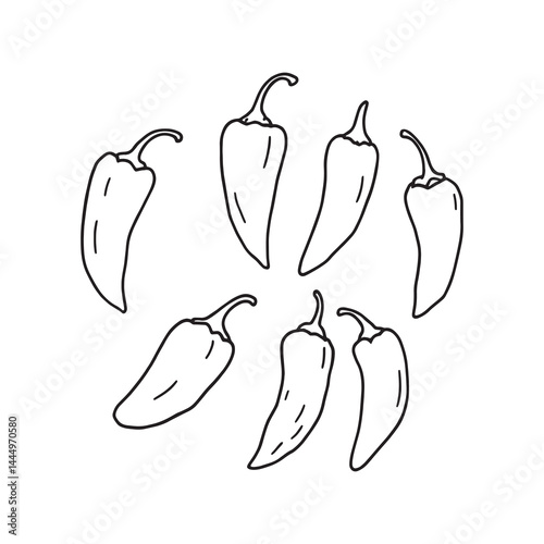 Line art vector of hot habanero chili pepper