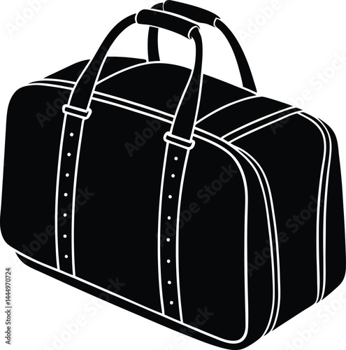Travel Duffel Bag Silhouette Vector – Black Luggage Illustration