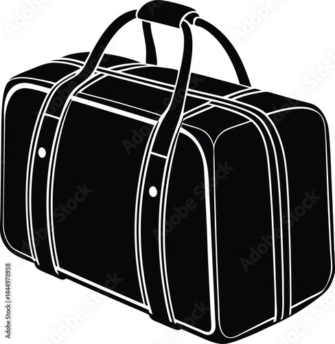 Travel Duffel Bag Silhouette Vector – Black Luggage Illustration