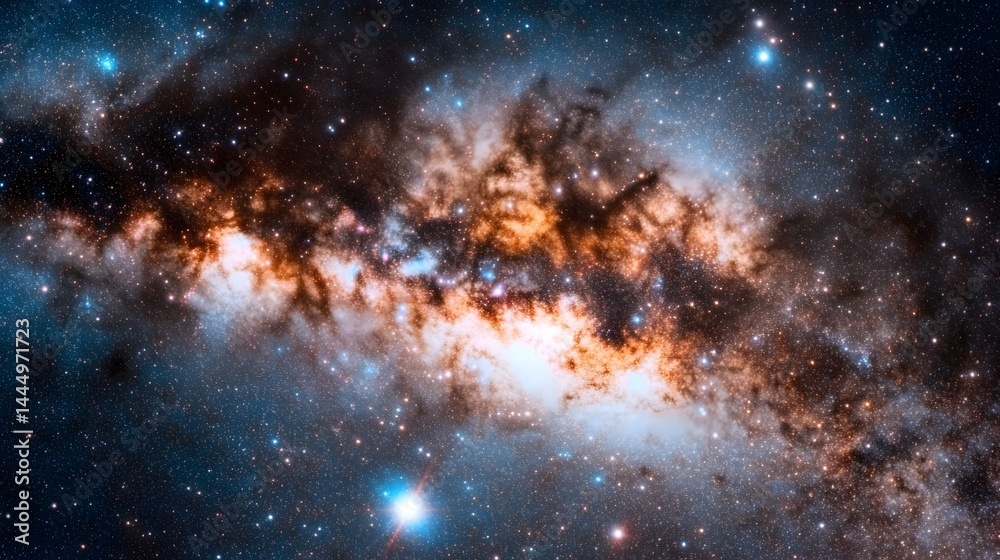 Naklejka premium Cosmic Nebula A Stunning Celestial Landscape of Stars and Galaxies