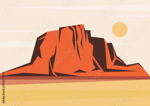 Rocky Desert landscape, american valley concept. Death Valley National Park cartoon illustration