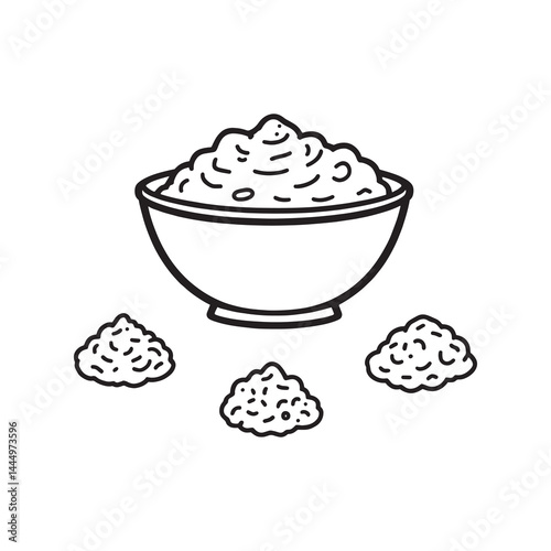 Line Drawing of Mashed Potatoes with Butter Garnish