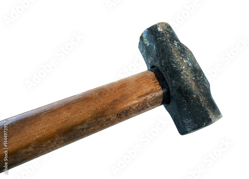 old hammer isolated on white