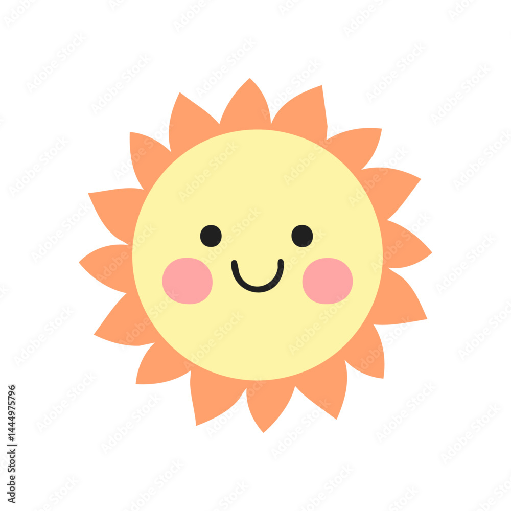 Fototapeta premium Hand Drawn Sun Doodle Vector Illustration – Minimal Line Art