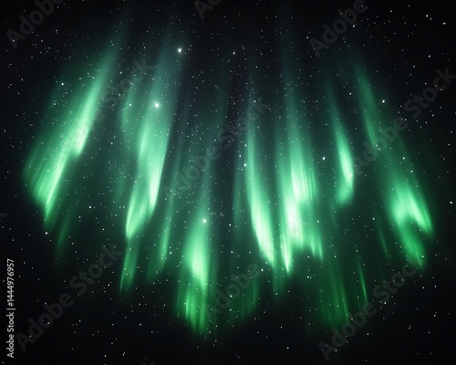 Ethereal green aurora borealis illuminates the night sky