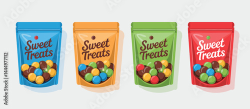 Colorful Sweet Treats in Four Different Pouch Bags