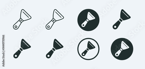 Set of Putty Knife Icons in Different Styles and Colors
