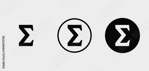 Sigma Symbol Variations Isolated Icon Set for Math and Statistics