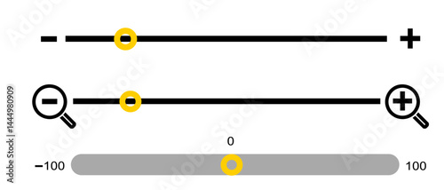 Zoom In and Out Slider UI Controls with Magnifying Glass Icons – Vector Interface Illustration
