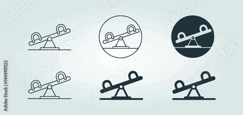 Seesaw Icon Set Playground Equipment Illustrations