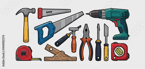 Collection of Hand Tools and Power Tools for DIY Projects