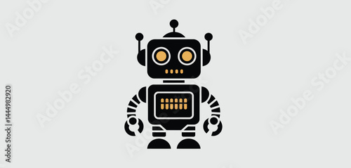 Cute Retro Robot Character Design Illustration