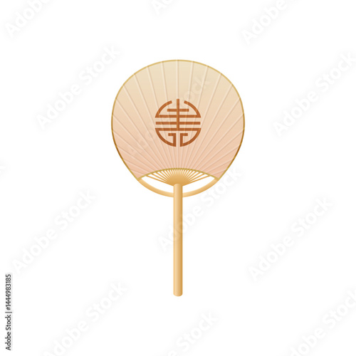 Vector illustration of bamboo round fan with lettering meaning durability.