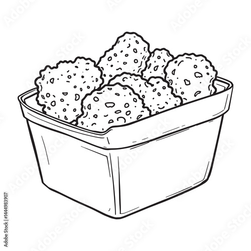Minimal chicken nuggets outline vector for packaging