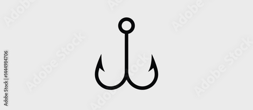 Simple Black Double Hook Fishing Icon Illustration