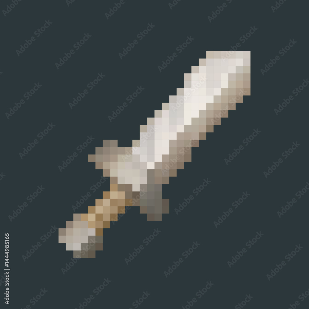 Fototapeta premium iron sword in pixel art style with isolated background