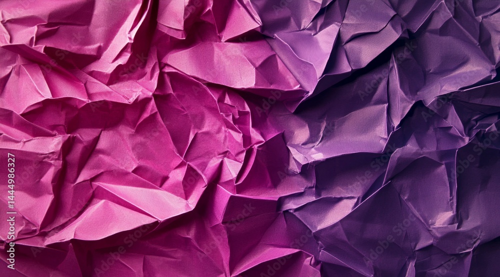 Naklejka premium Textured crumpled paper in vibrant shades of pink and purple