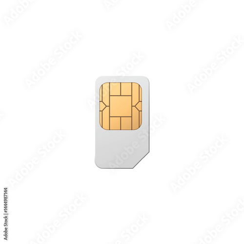 Sim card vector icon, GSM wireless microchip for mobile smartphone, subscriber identity module, white plastic small card
