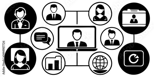 Digital social networking . Users engaging with online content, messaging, following friends, and building online connections.