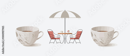 Romantic Outdoor Cafe Scene with Two Cups of Coffee