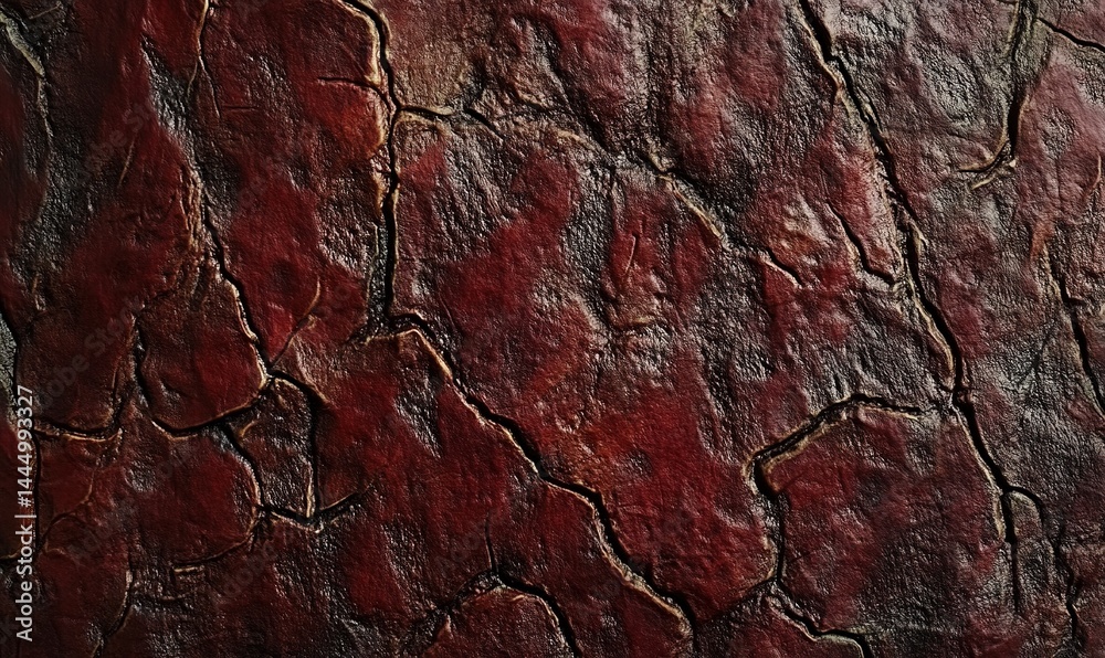 Fototapeta premium Scarred skin texture, realistic marks and raised surface, reddish tone, high detail.