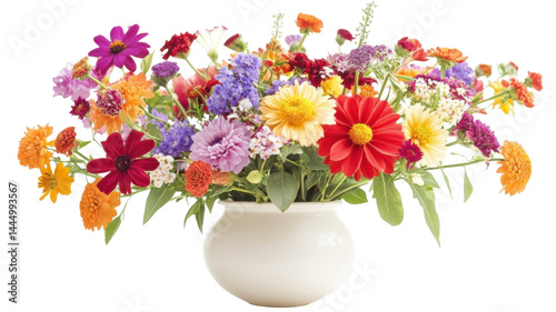 Wallpaper Mural Bright and Colorful Flowers in Vase Isolated on Clean White Background Torontodigital.ca