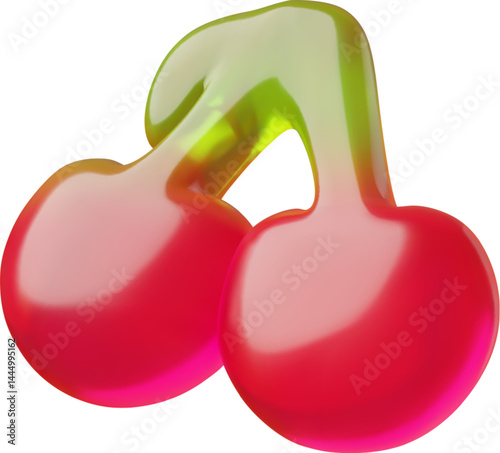 3D vector icon of marmalade jelly in the shape of red cherries.