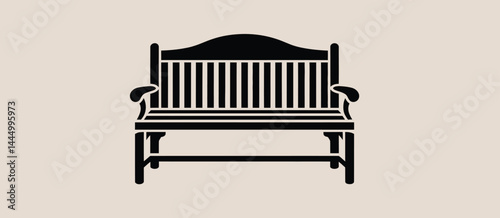 Classic Wooden Park Bench Icon Illustration